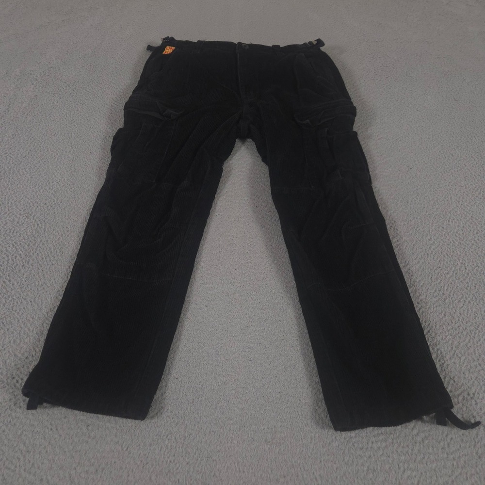 Empyre Pants Mens 30x28 Black Corduroy Cargo Skate Straight Multi Pocket Y2K